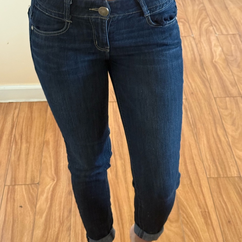 Rewind Dark Blue Ankle Crop Slim Jeans